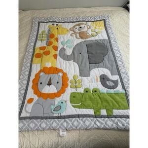 Circo Safari Jungle Animals Baby Crib Quilt Elephant Giraffe Lion Gray